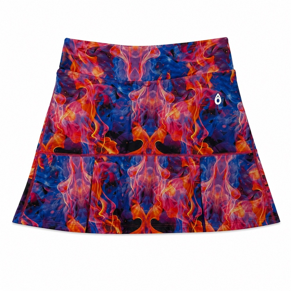 Dona Jo Flame Print Athletic Skort‎ Tennis Golf Skirt Built In Shorts Size 2